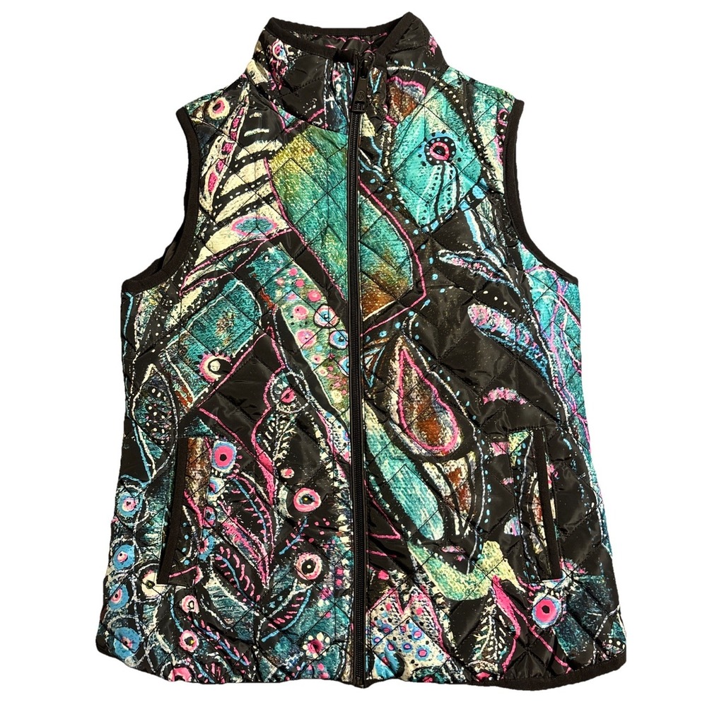 Simply Art By Dolcezza Women's Colorful Full Zip Quilted Vest NWT Size Small